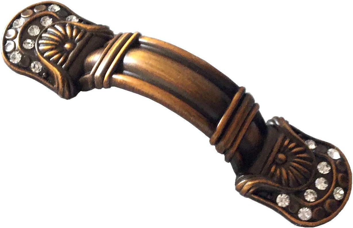 2 1/2" C-C Crystal Drawer Pull Glass Cabinet Handle Knob Dresser Pulls Door Handles Antique Brass Copper Kitchen Hardware 2.5" 64 mm Centers/C-C:2.5" (Size : L:4.1" (105 mm)/C-C:2.5" (64 mm))