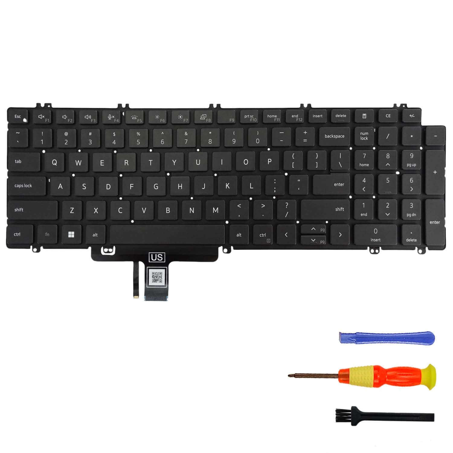 Dell Latitude 5520 5521 5530 Precision 3560 3561 3580 3581 P104F z podświetleniem klawiatury (US, podświetlenie)