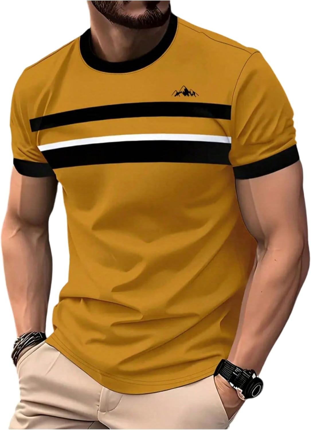 SOLY HUX Men's Striped Short Sleeve T Shirt Crew Neck Color Block Tee Casual Summer Tops