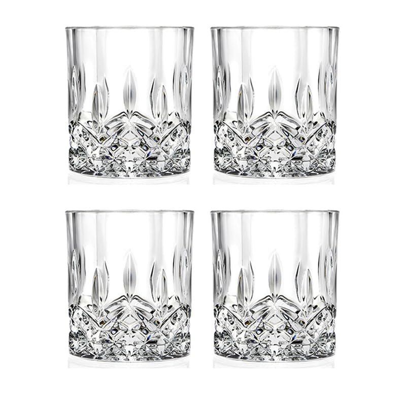 Kristallgläser Whiskybecher aus Kristallglas, 230 ml, Weinbecher, transparentes Trinkgeschirr for Bar/Zuhause, Spirituosenbecher, geprägter Wasserbecher(4pcs)