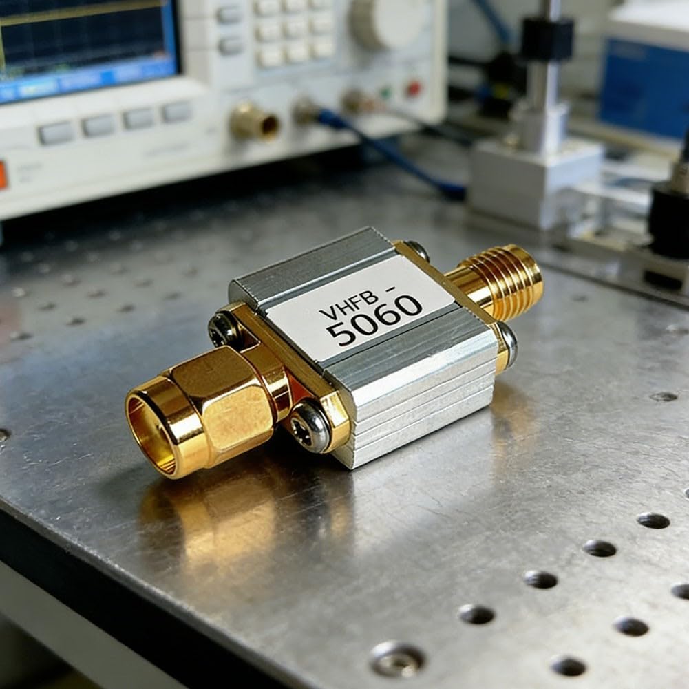 Filtro passa-banda da 5,8 GHz progettato per sistemi di trasmissione di immagini FPV e wireless con impedenza di 50 Ohm e interfacce maschio femmina