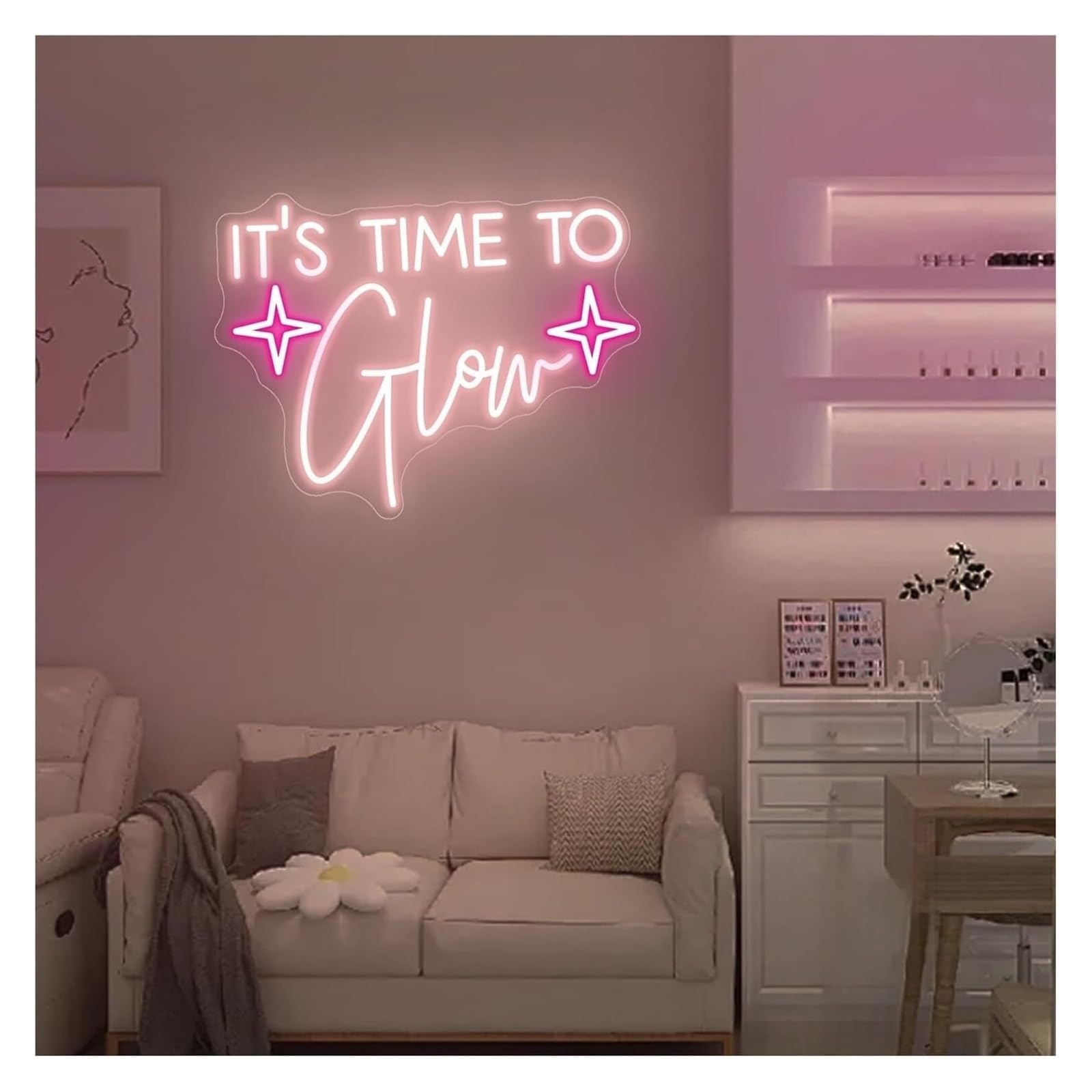 Zynther Neon lamp Neon Signs Decor Sign It's Time to Glow,45cm