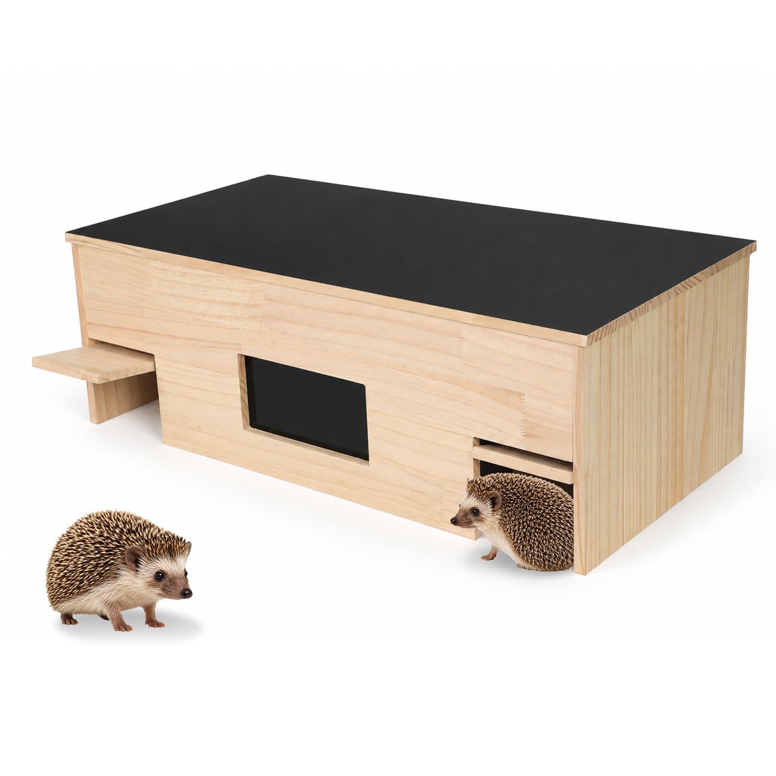 XXL Igelhaus aus Holz, Winterfestes Igelhotel mit Rattenklappe