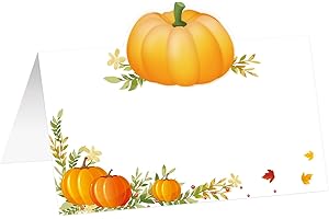 Treasure Cove Fall Pumpkin Table Place Cards Thanksgiving Tent Name Cards