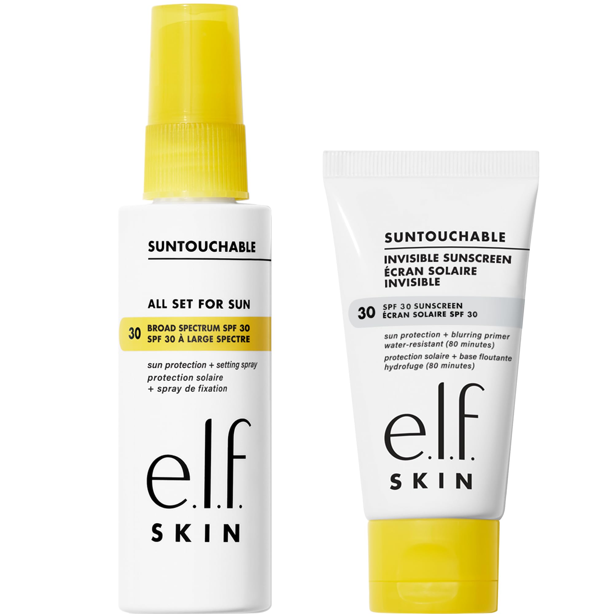 e.l.f. SKIN Suntouchable Fun in the Sun Duo | Suntouchable Invisible SPF 30 Sunscreen & All Set for Sun SPF 30 Setting Spray, Clear Sunscreens for Face, Hydrating & Moisturising | 1.7 Oz, 2 Oz