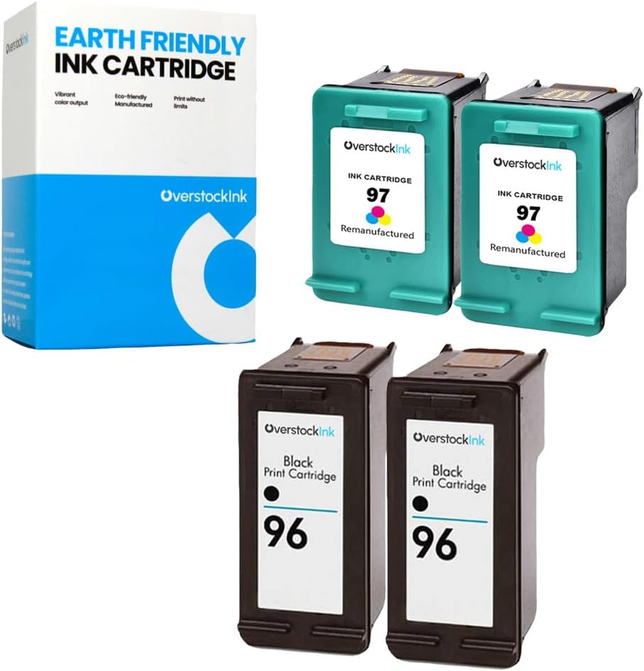 96 and 97 Combo Pack Replacement Ink Cartridge for HP Printers (1 Black, 1 Color)