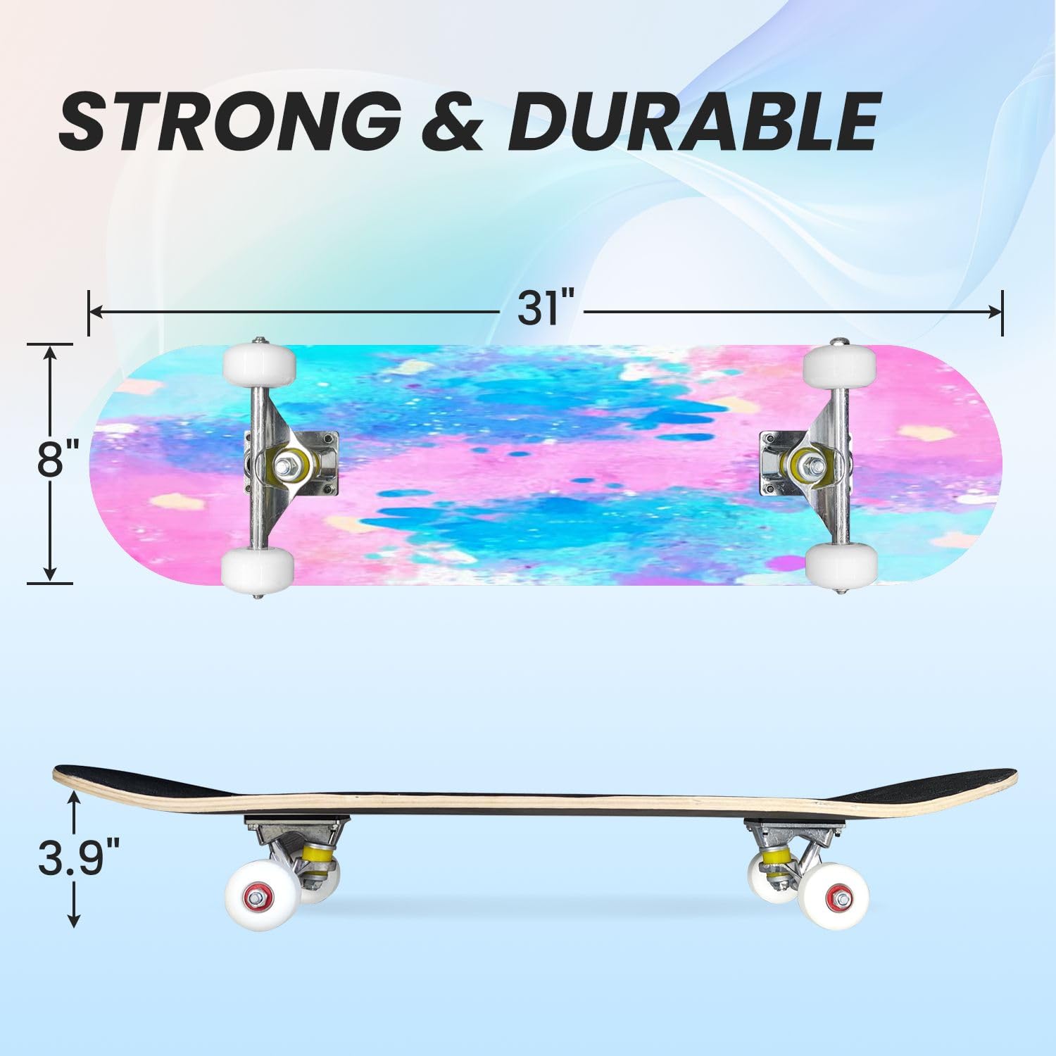 Amazon.com : Skateboards for Beginners Trendy Pink Sky Blue