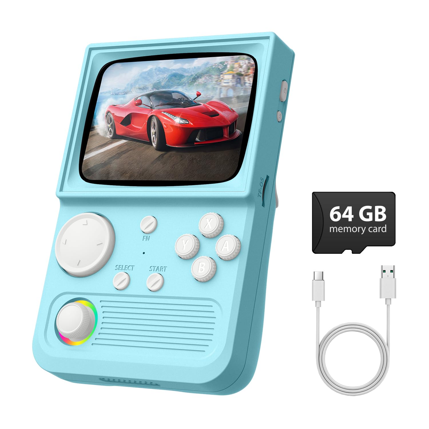 R36T Retro Gaming Console, 3.5'' IPS Screen CRT-Inspired, Handheld Game Console with 18000+ Classic Games Supports WiFi Networked Fighting and OTG,