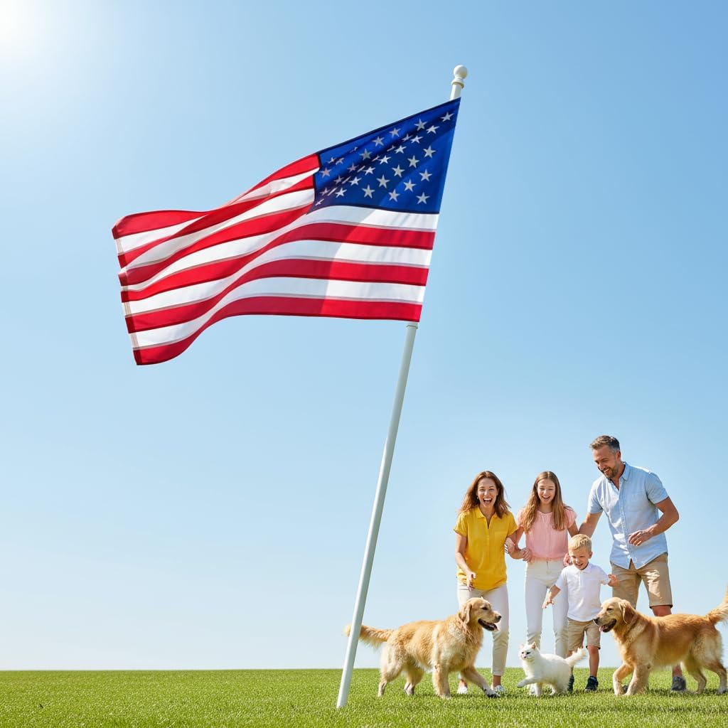 American Flags for Outside – 3x5 Pole Sleeve - Outdoor USA Allegiance Flag for US Patriotic Houses Banner House Garden Pole Home Porch Party Signs Bedroom Backdrop Décor Tapestry - Independence to Veterans Day Banners