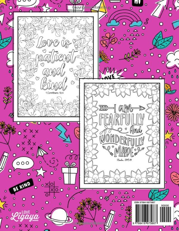Inspirational & Motivational Bible Verse Coloring Book for Girls: Over 35 Beautiful Lettering Designs of Quotes and Verses of the Scripture for Ages 9-14 Years Old image 3