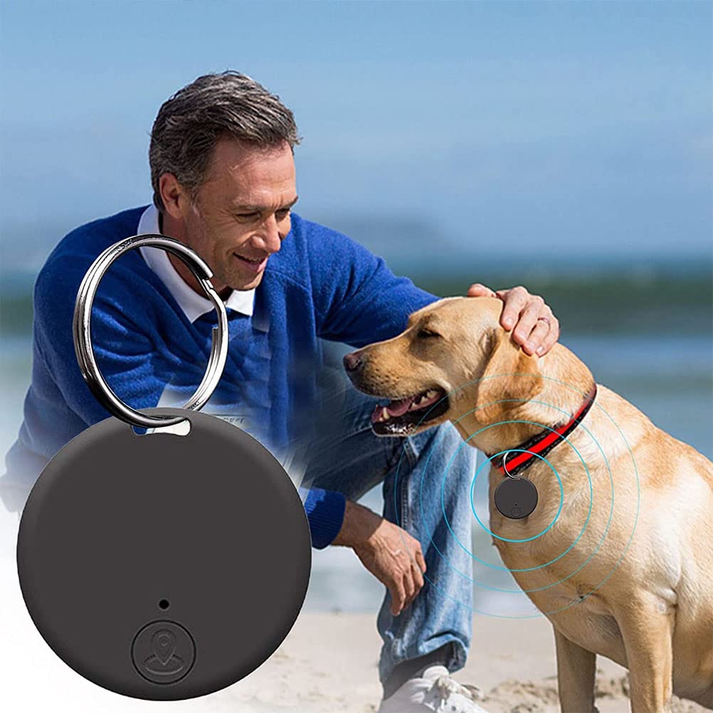 Rastreo GPS portátil Bluetooth 5.0 Rastreo de llave móvil con anillo de tracción, dispositivo inteligente antipérdida Localizador de mascotas para mascotas Gatos Perros Llave de billetera,Negro