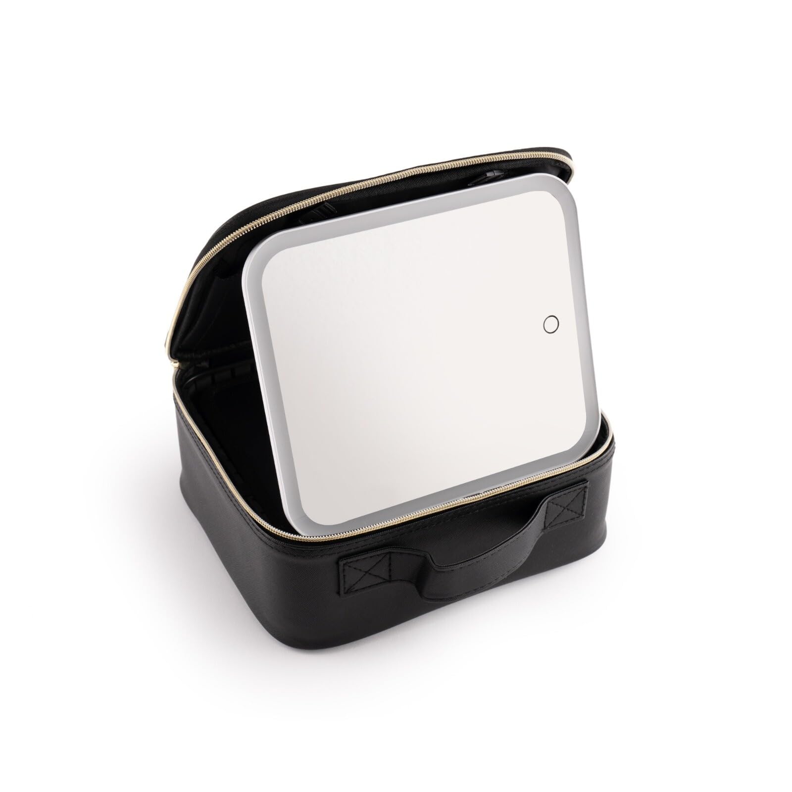 MYD MAKE YOUR DREAMS Portable LED Makeup Mirror with Light & Travel Case | Touch Sensor, Adjustable Brightness | Cosmetic Organizer Storage Box | Compact Vanity Mirror for Women (10 x 10 Inch)