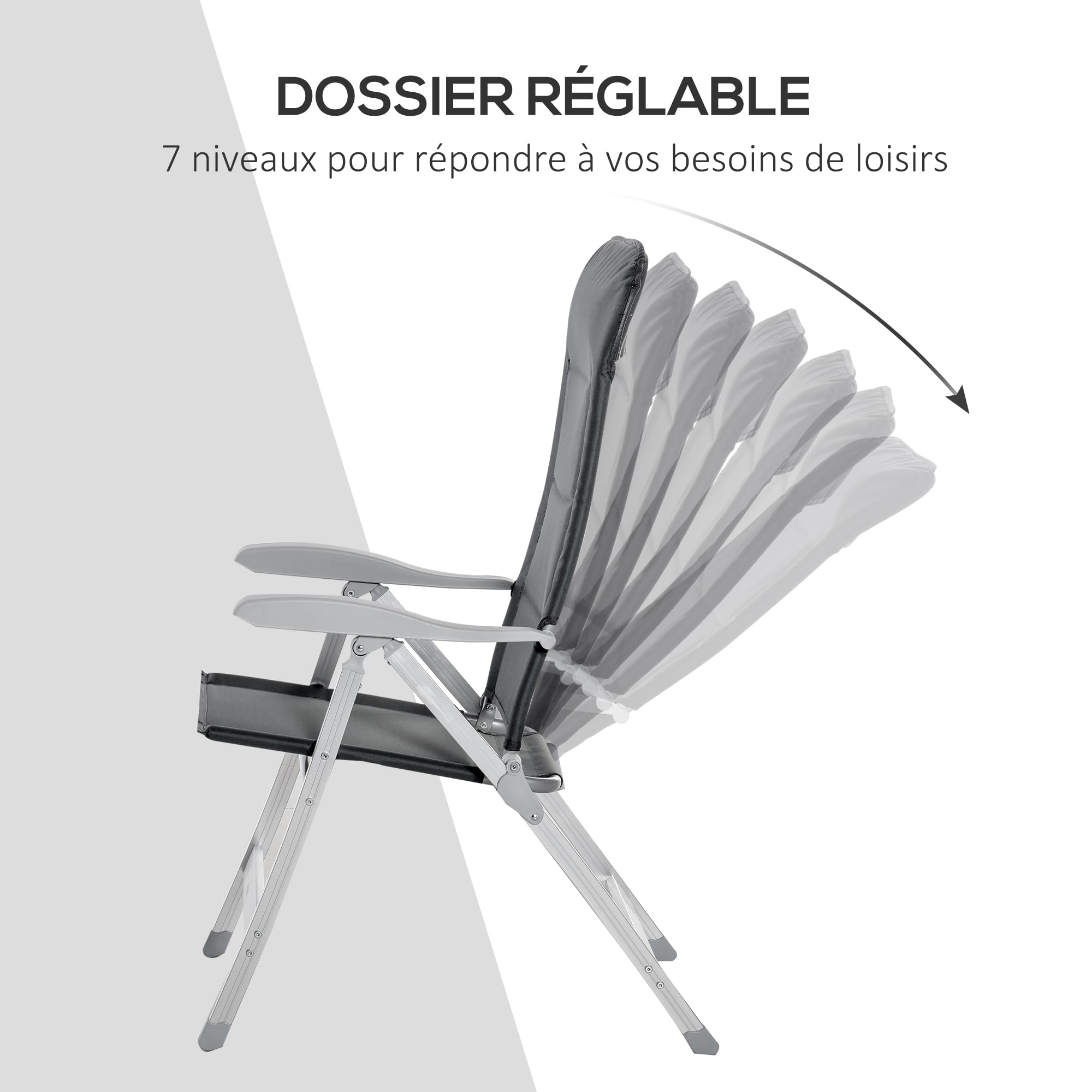Outsunny Lot de 2 chaises de Jardin Pliantes Fauteuil d'Extérieur Gris
