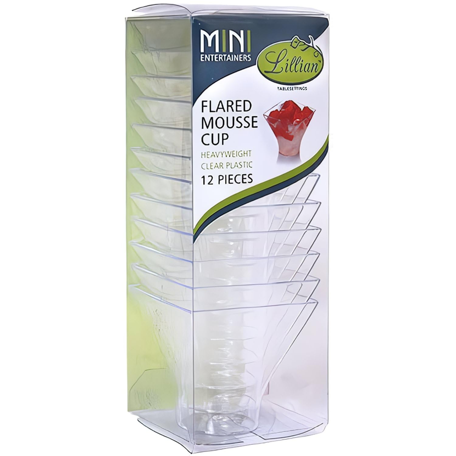 Amazon.com: 12 Ct Lillian Clear Plastic Mini Flared Mousse Cup : Health &  Household