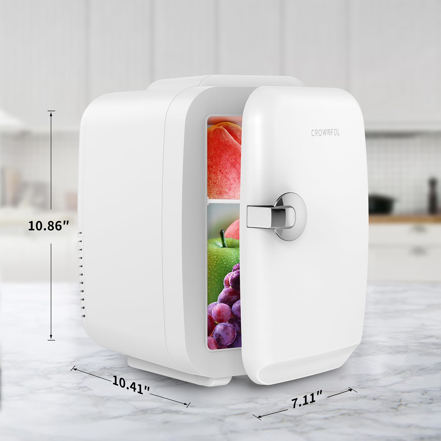 Mini nevera portátil de 4 litros/6 latas, refrigerador personal para cuidado de la piel, cosméticos, bebidas, alimentos, ideal para dormitorio, oficina, automóvil, dormitorio, certificación ETL (blanco) 6