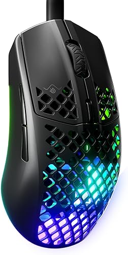 SteelSeries Aerox 3 - Ratón Gaming RGB con Perforaciones - Diseño Ultraligero Resistente al Agua - Sensor Óptico TrueMove Core de 8,500 DPI - Onyx
