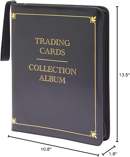 Miniatura 10 de Carpeta TCG de cuero con 9 bolsillos y 3 anillos para béisbol, juego comercial y tarjetas deportivas, 30 páginas, capacidad para 540 tarjetas (10.8