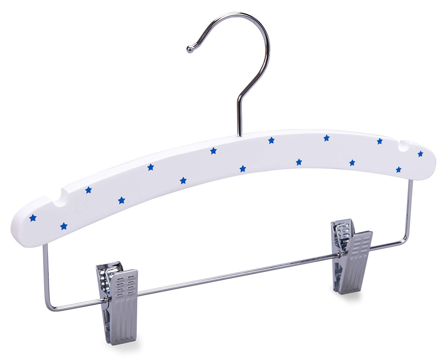 Nature Smile 12" Kids Baby Children Toddler Wooden Hangers with Clips, Wood Skirt Pants Hangers with Notches and Anti-Rust Chrome Swivel Hook Pack of 10 (White)