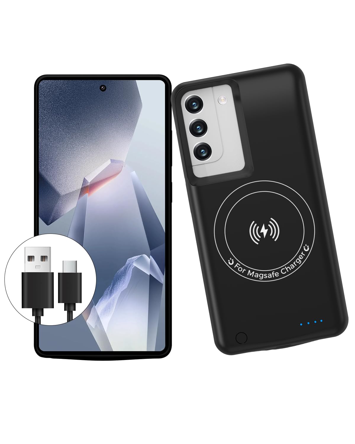 Akkuhülle für Samsung Galaxy S22 plus/S23 Plus (15000mAh),GAN-Technologie Tragbares Ladegerät Ultradünn Erweiterter Akku Hülle Telefonladegerät,Powerbank Handyhülle mit Ladefunktion