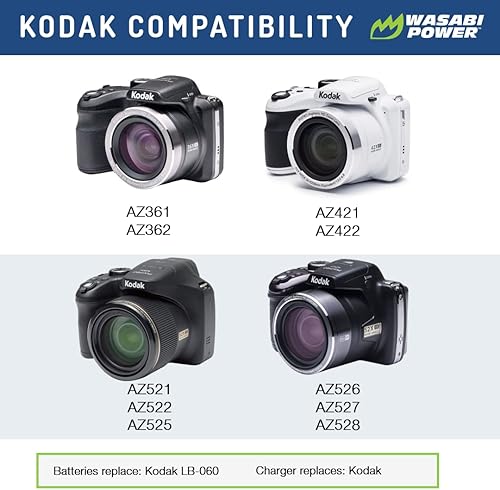Miniatura 2 de Wasabi Power Batería (paquete de 2) y cargador para Kodak LB-060 y Kodak AZ361, AZ362, AZ421, AZ422, AZ521, AZ522, AZ525, AZ526, AZ527, AZ528