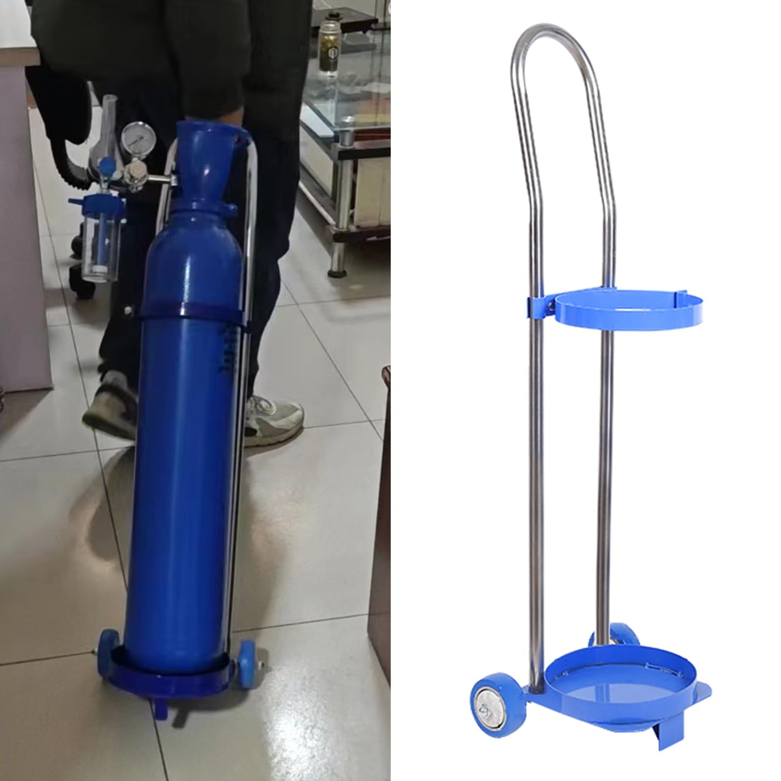 GLJTUO Oxygen Cylinder Rack, Gas Cylinder Cart Multiple Sizes,H-95cm(37 3/8