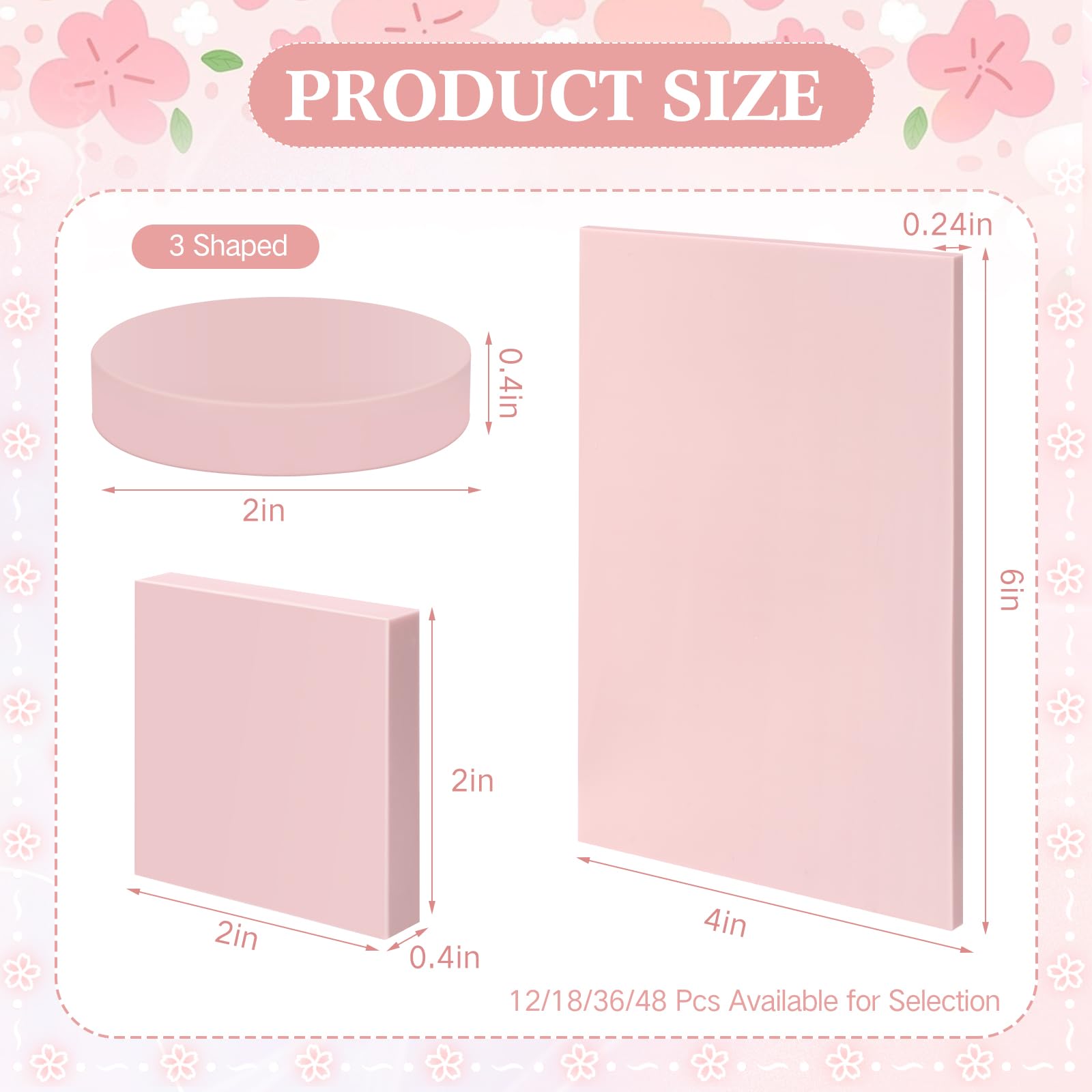 48 blocchi di linoleum in gomma rosa per la stampa 10,2 x 15,2 cm, 5,1 x 5,1 cm, 5,1 cm, 3 forme, kit per la creazione di timbri per artigianato e progetti artistici fai da te