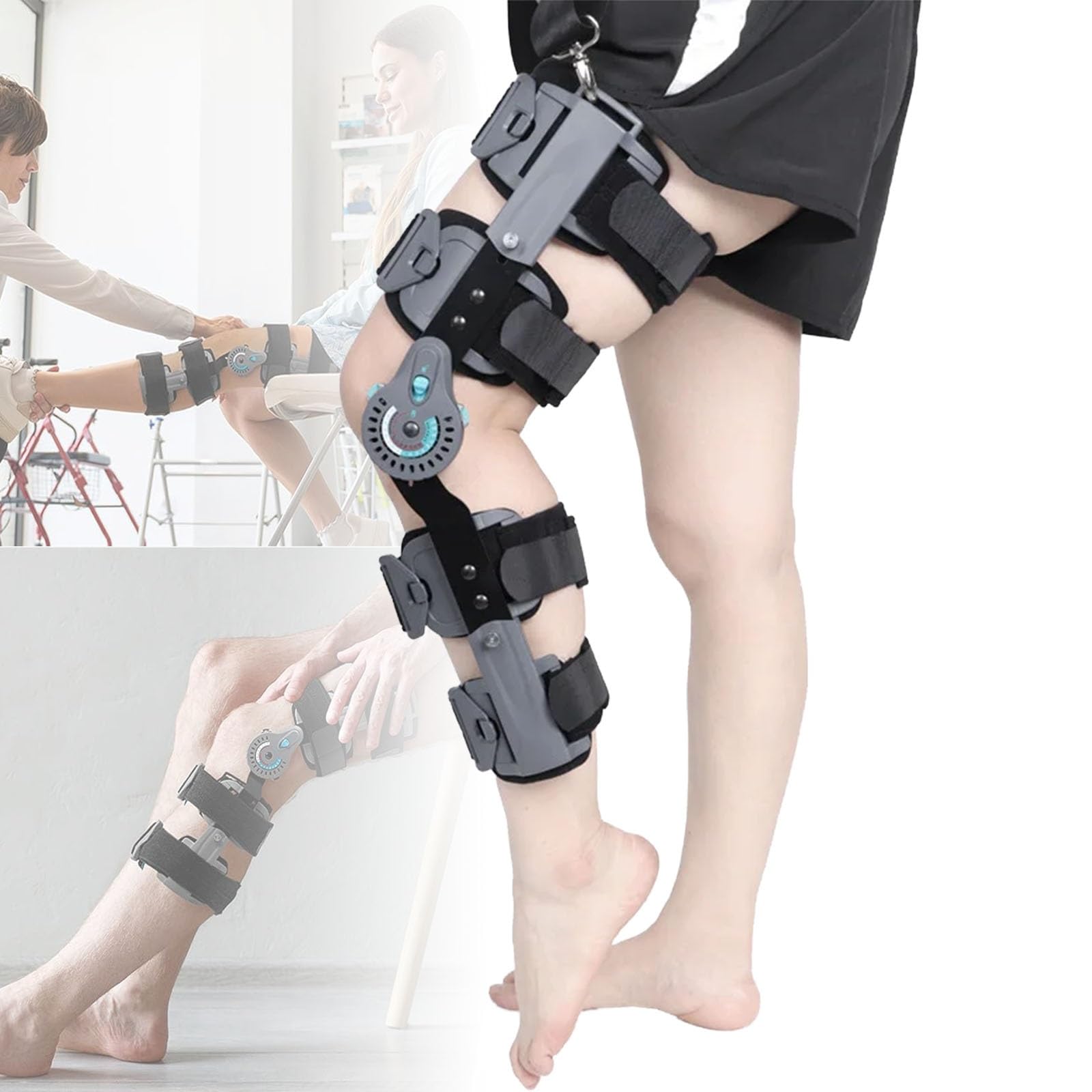 Rodillera Articulada - Estabilizador De Pierna Postoperatorio Con Rango De Movimiento Ajustable (0-120°), Longitud Extensible De 48-61cm Para Soporte Y Recuperación Ortopédica