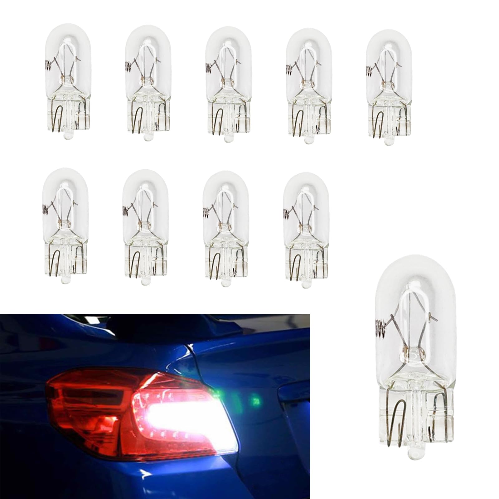 10 PCS T15 Brake Light Bulb, 12V 21W Dual Wire Automotive Turn Signal/Tail Light/Reverse/DRL/Backup/Parking Bulbs Replacement, Universal Lighting Accessories for Cars, Trucks, SUVs (T15)