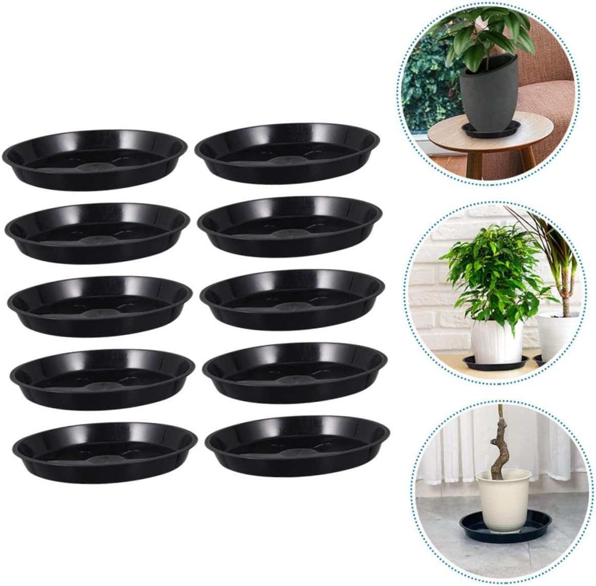 10pcs Flowerpot Bottom Trays Durable Water Holding Saucer for Bonsai Display Prevents Soil Spills for Garden Use
