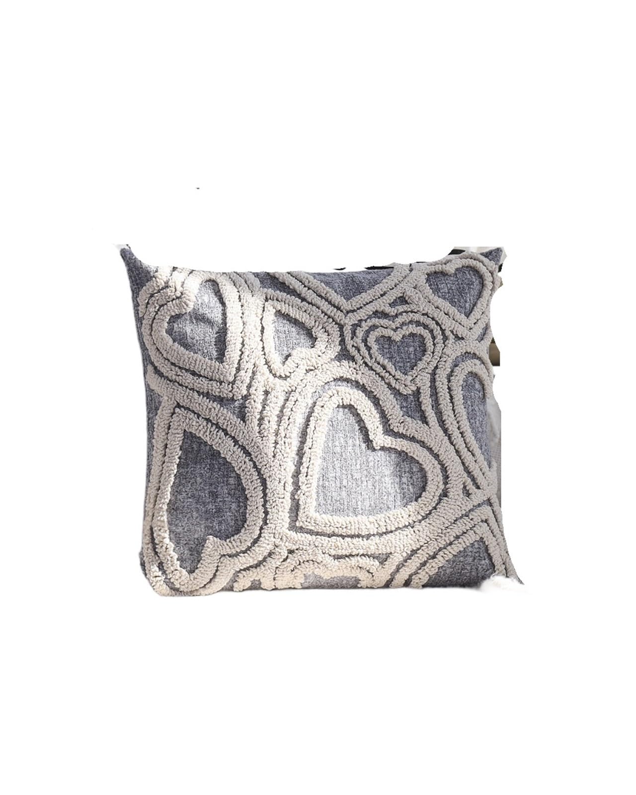 Pillow Cover Heart Pattern Cushion Covers 45x45cm Decorative Cushions Sofa Jacquard Room Decor Case(Gray)