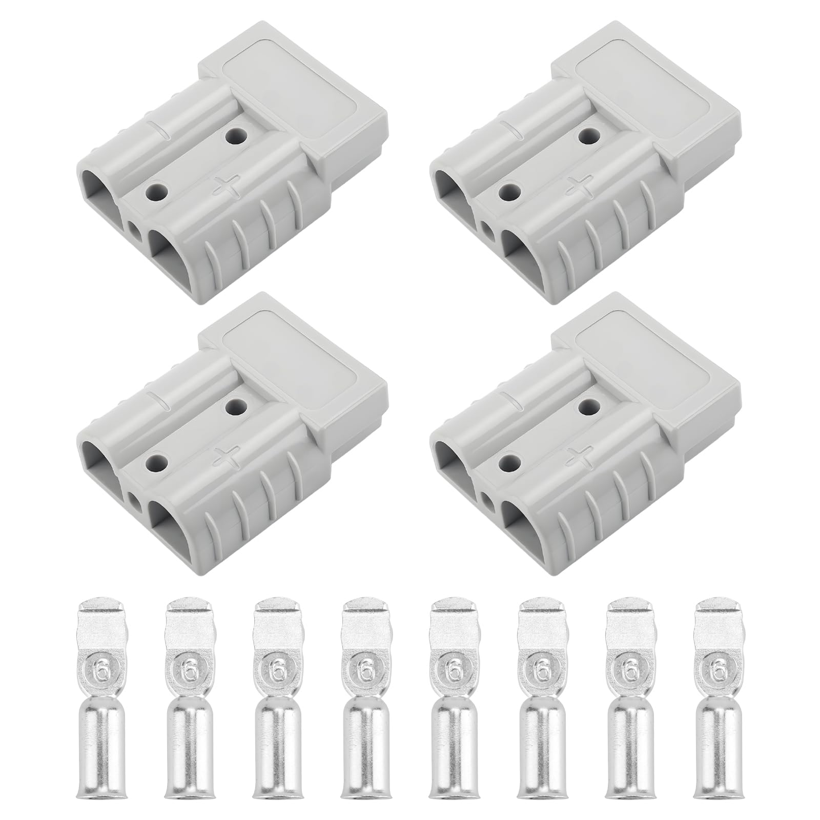 4Pcs 50A Battery Connector Kit,50 Amp 600V Battery Quick Connector for Anderson Powerpole,50A Quick Disconnect Plug Connection with Copper Silver-Plated Terminals for 12v Systems Car Motorhome Caravan