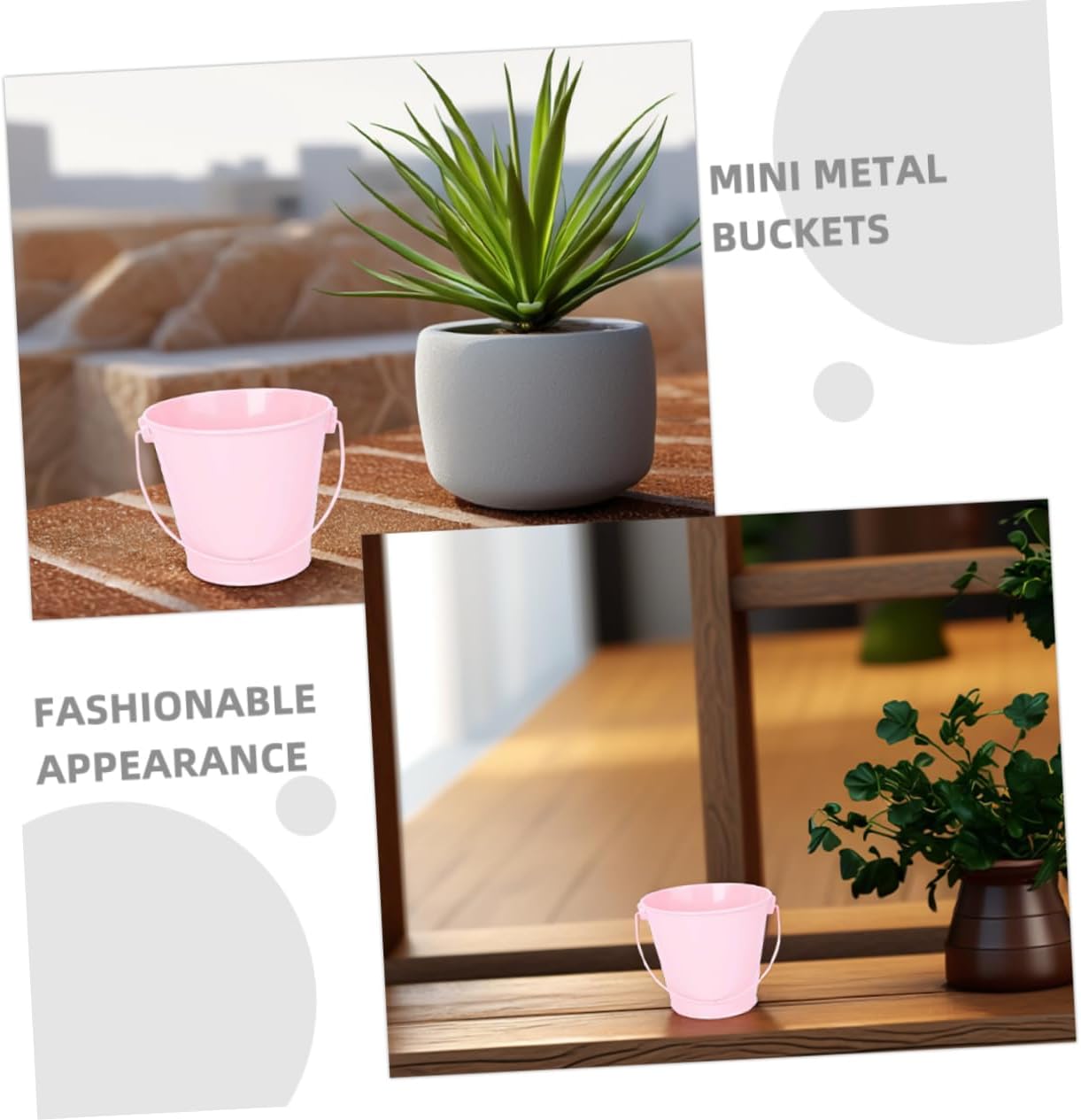Mini Small Pink Metal Buckets with Handles 10pcs Iron Halloween image 3