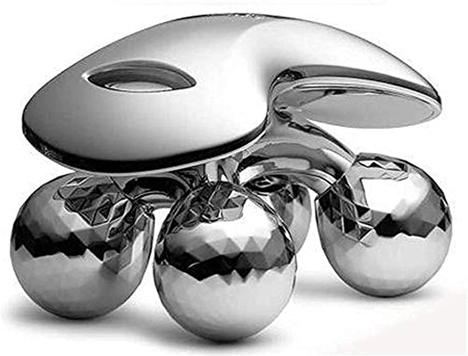 4D Body and Face Roller Massager with 4 Metal Wheels Manual Massage Beauty Tool skin care for men and women Specific Uses for Body Massage Face Massage Silver-image-19
