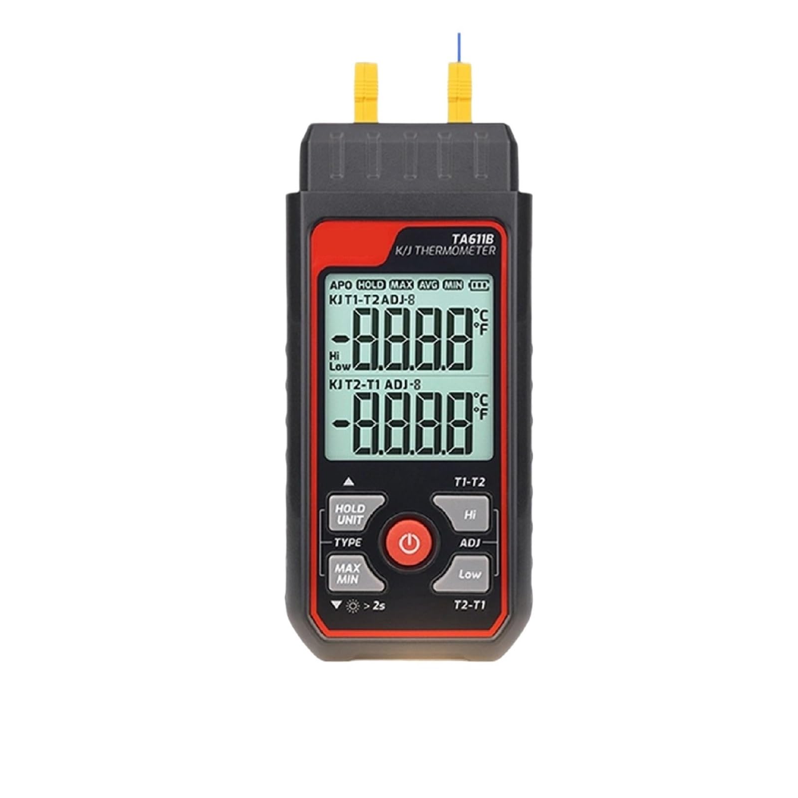 Medidor de Humedad, Termómetro termopar tipo K de doble canal TA611B, medidor digital temperatura alta precisión for medición líquidos y supeicies(Roller Thermocouple)