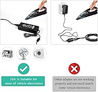 Vista 5 de JRing Convertidor de CA a CC 10 A 110-220 V a 12 V, adaptador de corriente de menos de 120 W para encendedor de cigarrillos de coche para aspiradora