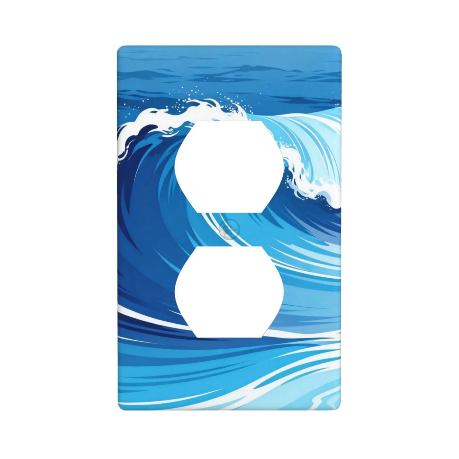 Ocean Wave Blue Decorative Switch Plate Cover-Unbreakable Polycarbonate Wall Plate for Home Office, 1 Gang with Screws
