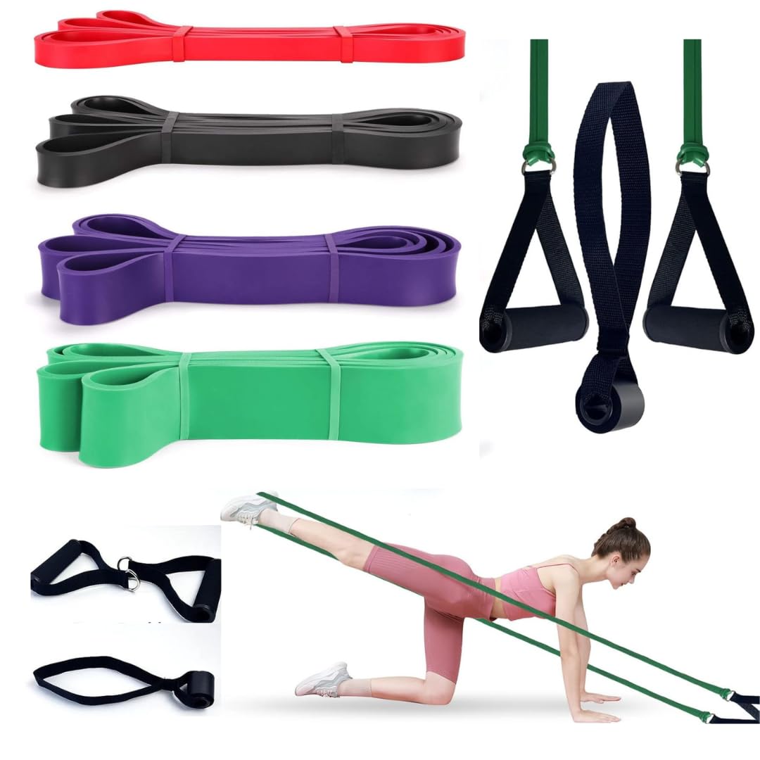 FFA SPORTS Fitness for all Set of 4 Pull-up Resistance Bands with Handles & Door Anchor Set of 4, Resistance Training Bands Body, Muscle Training, Physical Therapy, Shape Body, Men and Women