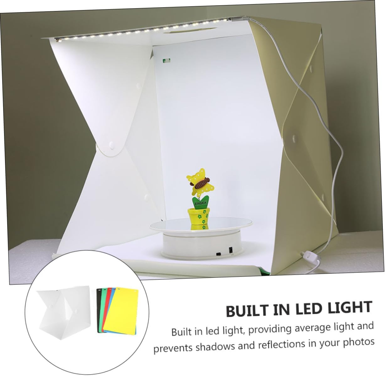 Artibetter Portable LED Mini Folding Light Box 30cm with Double Light Strips and 6 Color Photography Backdrops for Product Photo Studio Shooting
