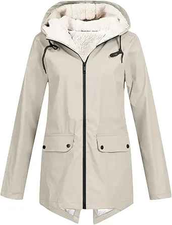 OIOLOYJM Yellow Rain Jacket Womens Waterproof with Hood Light Weight Jackets for Women Casual Fall Winter Plus Size Raincoat