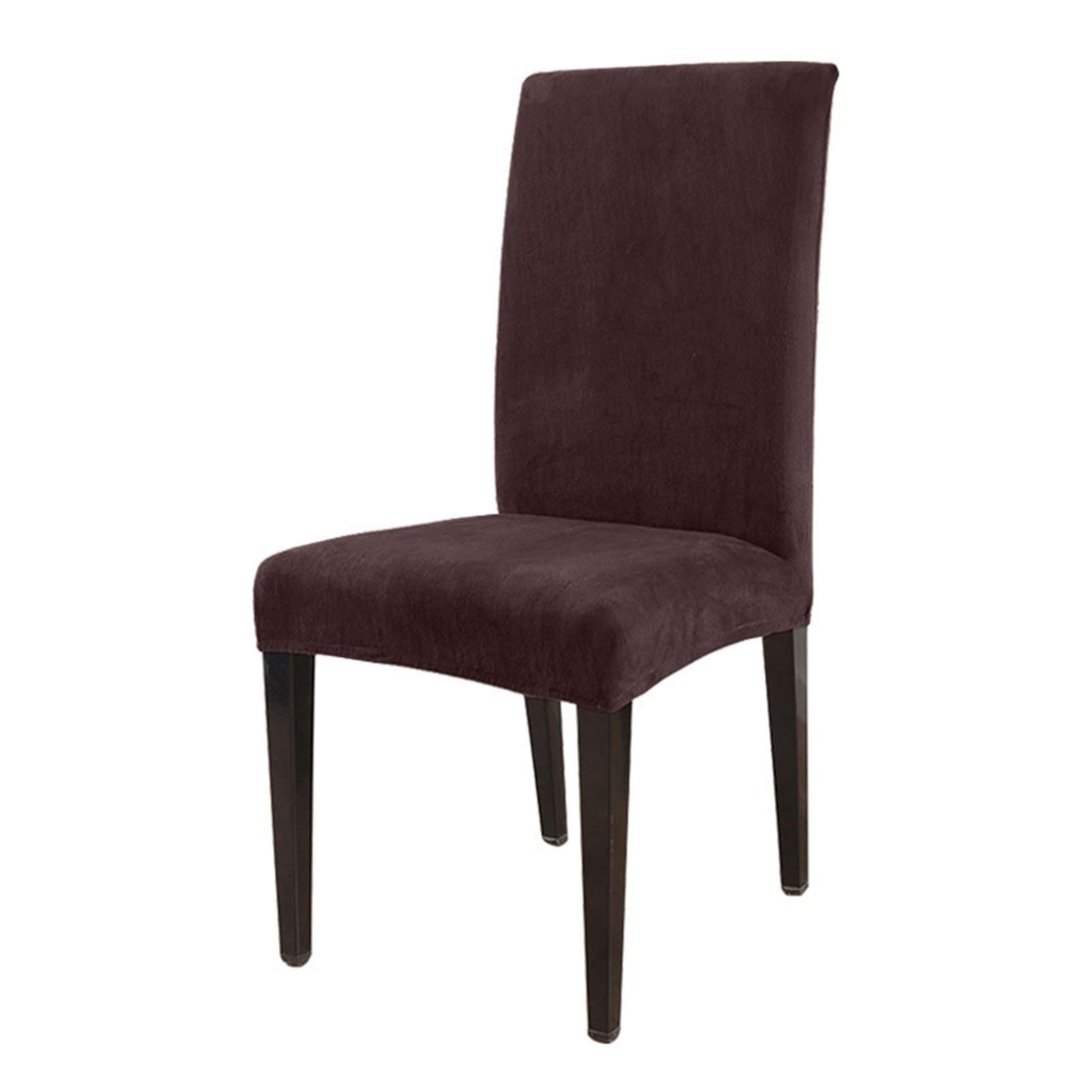 Pilang zxxin-Chair Cover Thick Plush Chair Cover, for Weddings Banquet Hotel Chair Covering, Stretch Elastic Slipcovers Restaurant, (Color : Chocolate, Specification : 2PCS)