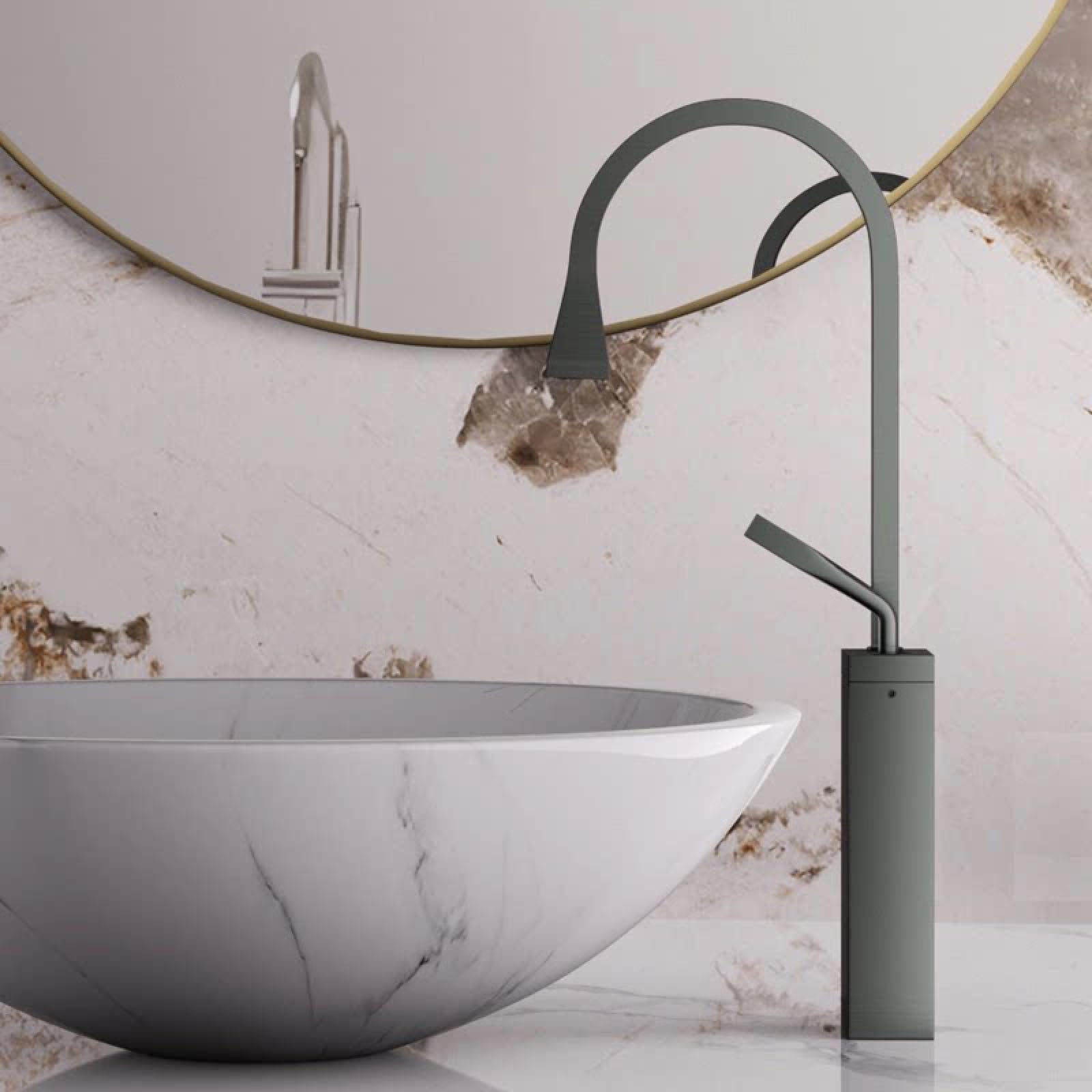Grifo Alto Lavabo Grifo Baño Mezclador De Latón Ceniza De Pistola