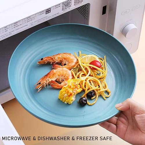 Miniatura 8 de K Y KANGYUN Platos de cereal de paja de trigo irrompibles de 10 pulgadas, aptos para lavavajillas, platos grandes, juego de 4 vajillas, perfectos