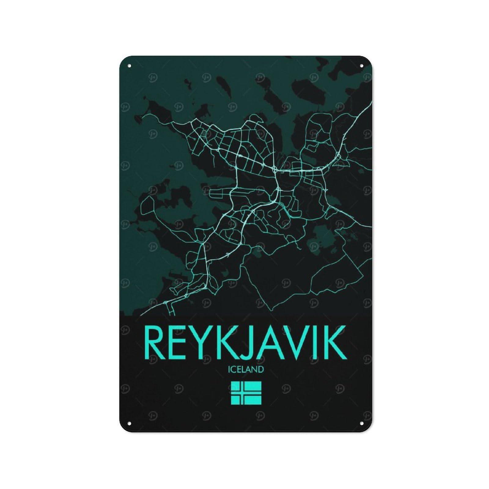 REYKJAVIK ICELAND Decorative Tin Sign 30x20cm, Old Fashioned Vintage Wall Decor for Lounge, Study, Pub Or Wall Gallery
