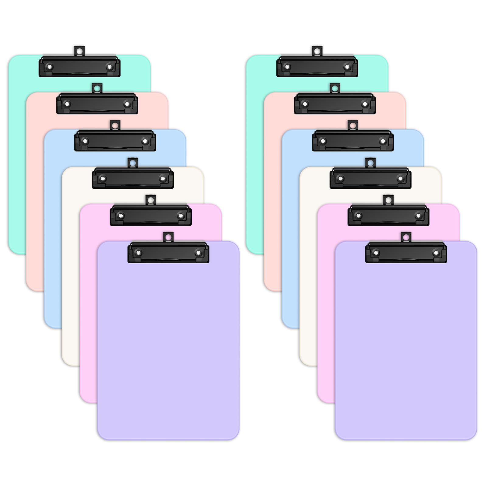 Zoenley A4 Plastic Clipboard Set of 12, Light Colorful 12.5 x 9 Letter Size for Classroom, Students, Teacher, Nurse, 8.5 x 11 Clip Board with Low Profile Black Clip, Office & School Supplies โ image 1