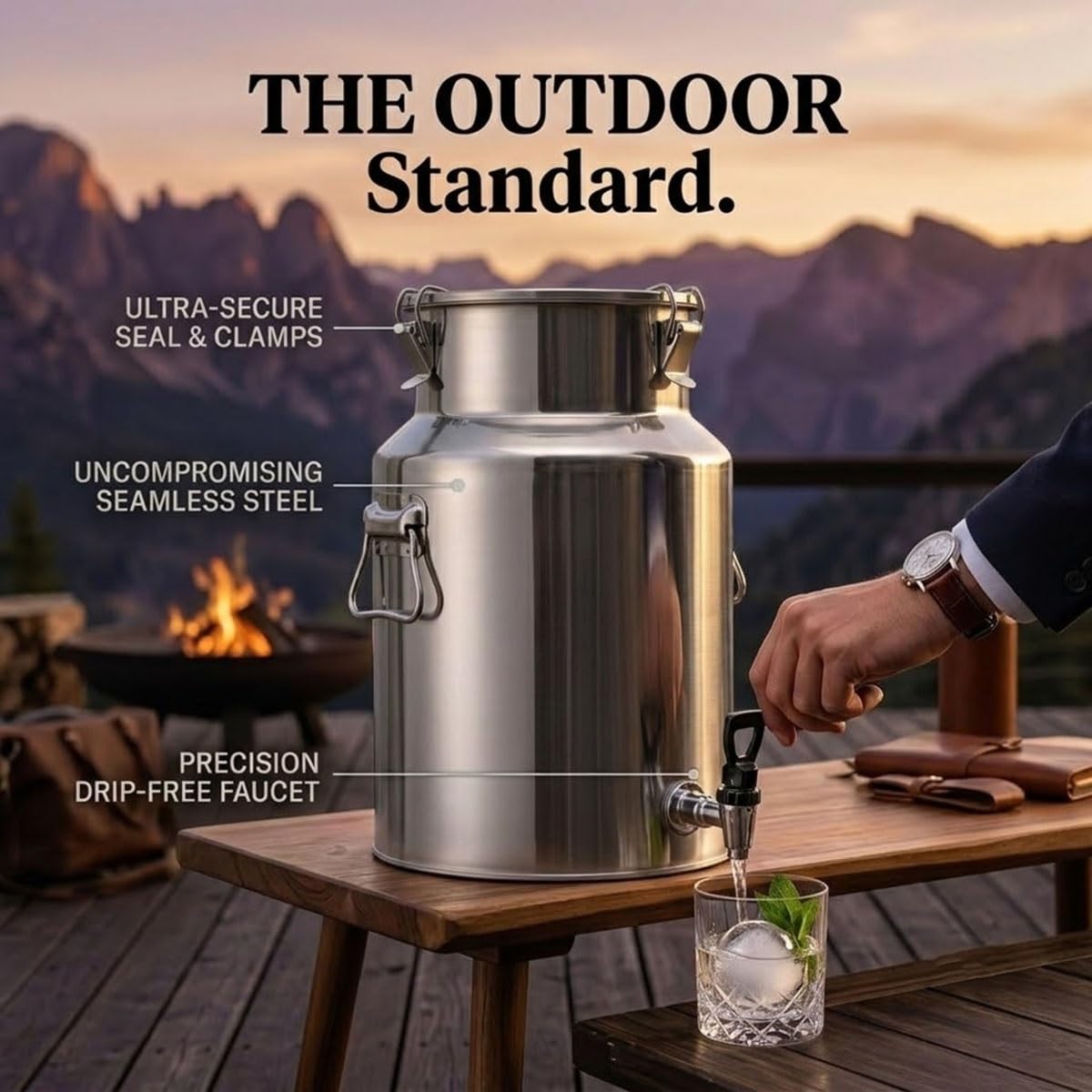 Cantarilla Lechera de Acero Inoxidable 15L con Tapa Estanca, Recipiente | Metálico Multiusos para Leche, Vino, Cerveza, Aceite y Almacenamiento de Alimentos(No faucet,42L/11.10Gal)