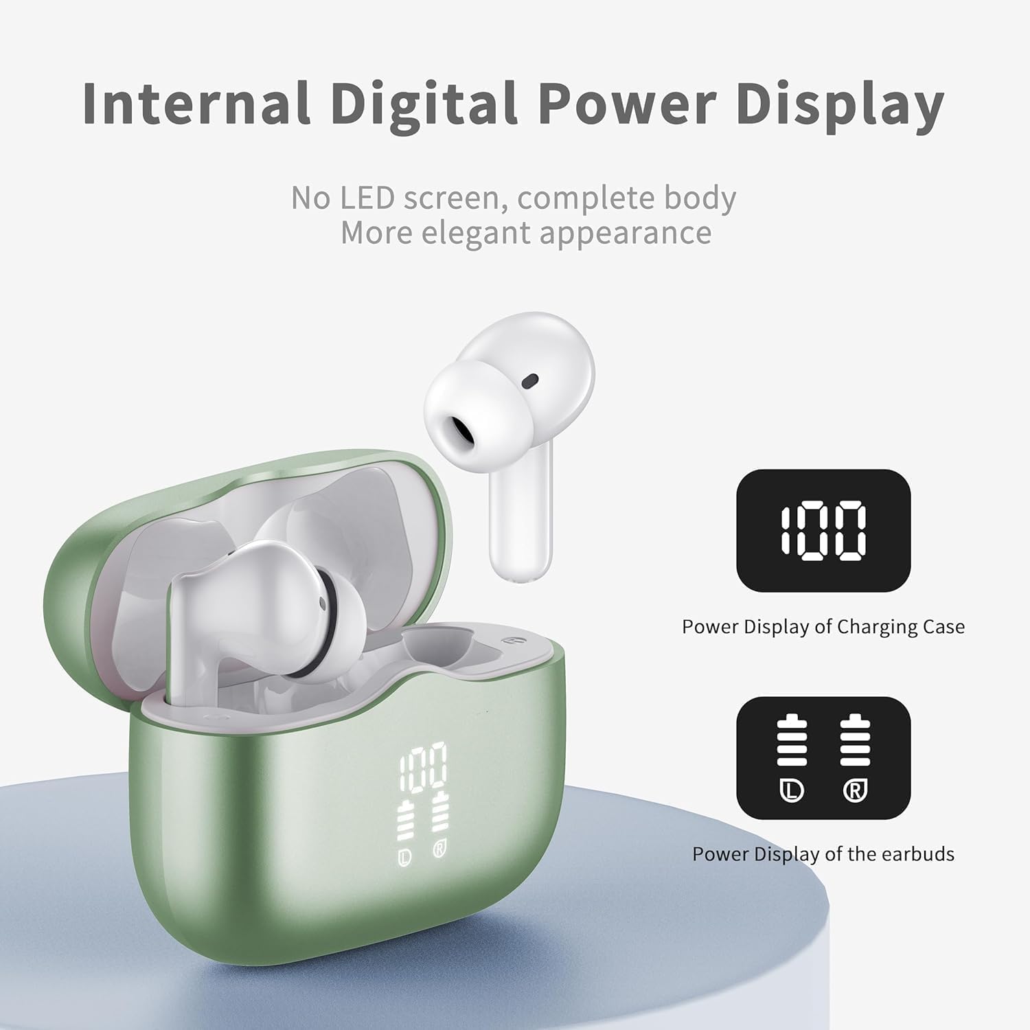 xinwld Auriculares Inalambricos Bluetooth, Auriculares Bluetooth 5.4 con 40H HiFi Estéreo, Cascos Inalambricos con Reducción, Pantalla LED, IP7 Impermeable, Carga Rápida, Ajuste Cómodo, Rosa