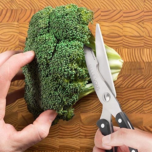 Foto von Belle Vous Hochwertige Küchenschere -Geflügelschere 25,5cm Vielzweckschere Gefedert aus Edelstahl Scharfe Schere zum Schneiden von Geflügel, Hähnchen, Knochen, Fleisch, Kräuterschere, Gemüseschere