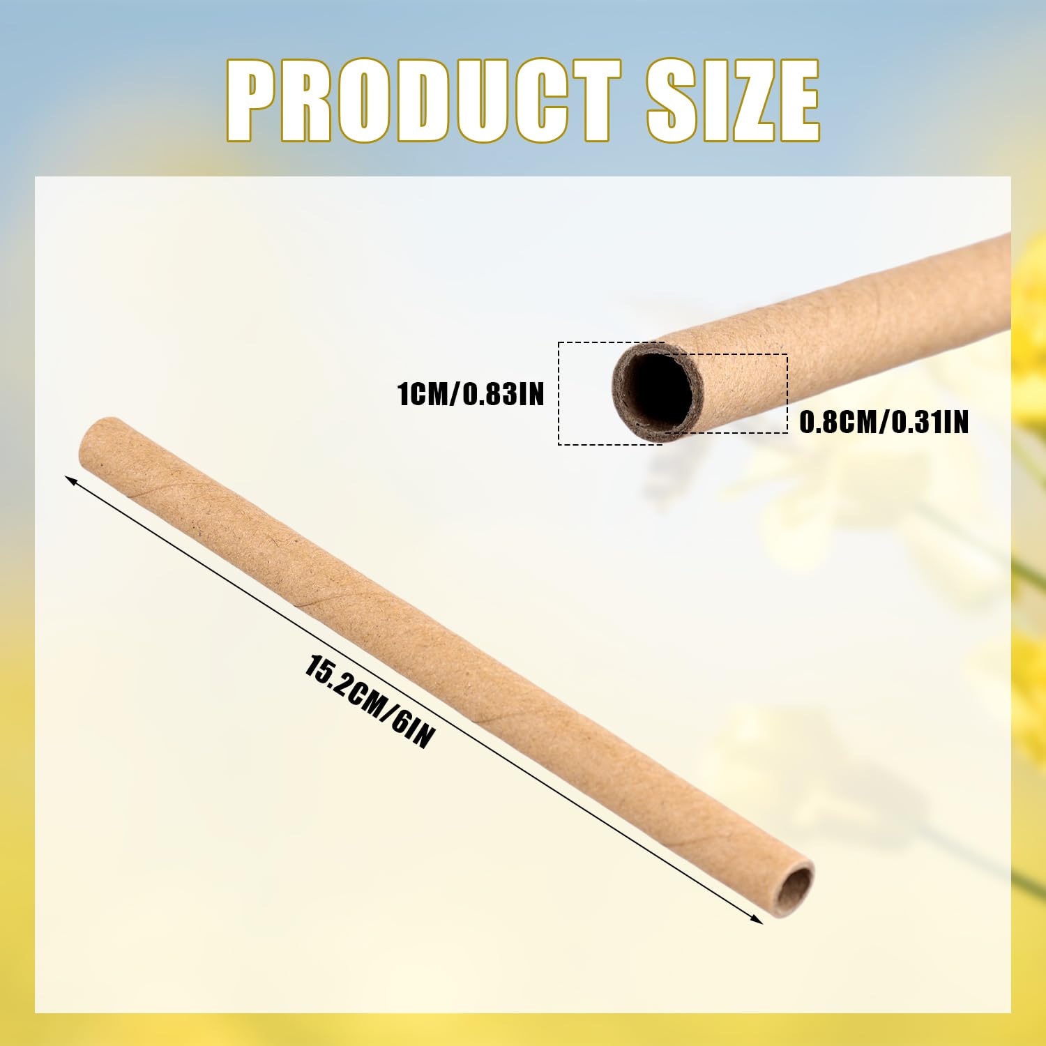 120pcs Mason Maison Abeille, 15,2cm Long Carton Recharges de Tubes d'Abeilles Diamètre Intérieur 8mm Inserts de Tubes Papier Nidification d'Abeilles Remplacement de Tubes Ruches d'Abeilles