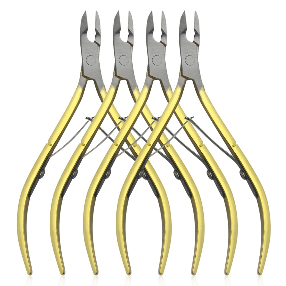 XINMEIWEN 4-Piece Cuticle Trimmer Set - Stainless Steel Cuticle Nipper, Remover & Cutter - Gold
