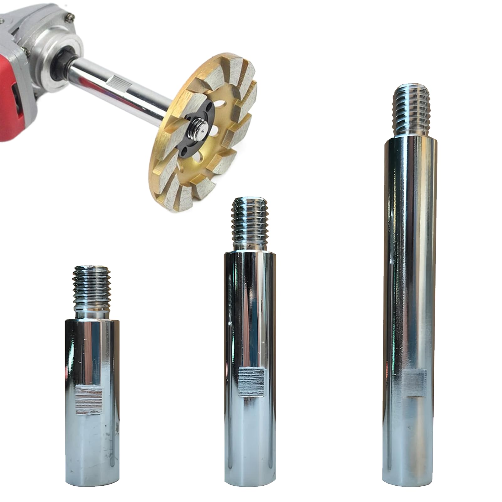 Pack of 3 Angle Grinder Extension, Polisher Extension Shank, Long Neck Angle Grinder M14, Angle Grinder Extension Bar Hat 75 mm/100 mm/140 mm, Suitable for Polishing Machines, Angle Grinders